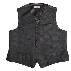 After Six Tuxedo Vest Waistcoat Formal Wedding Prom Black Satin‎ Check Large